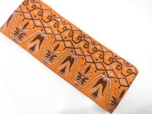 アンティーク　花更紗模様織り出し半幅帯（着用可）